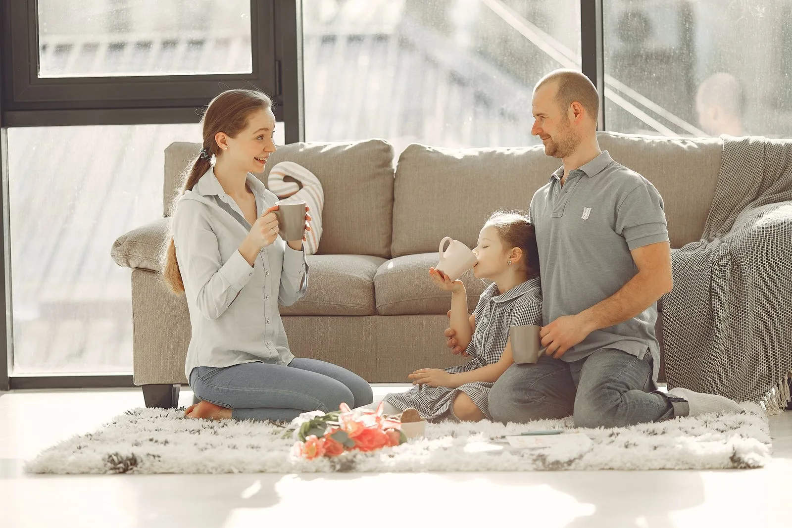 Family relaxing together in a living room