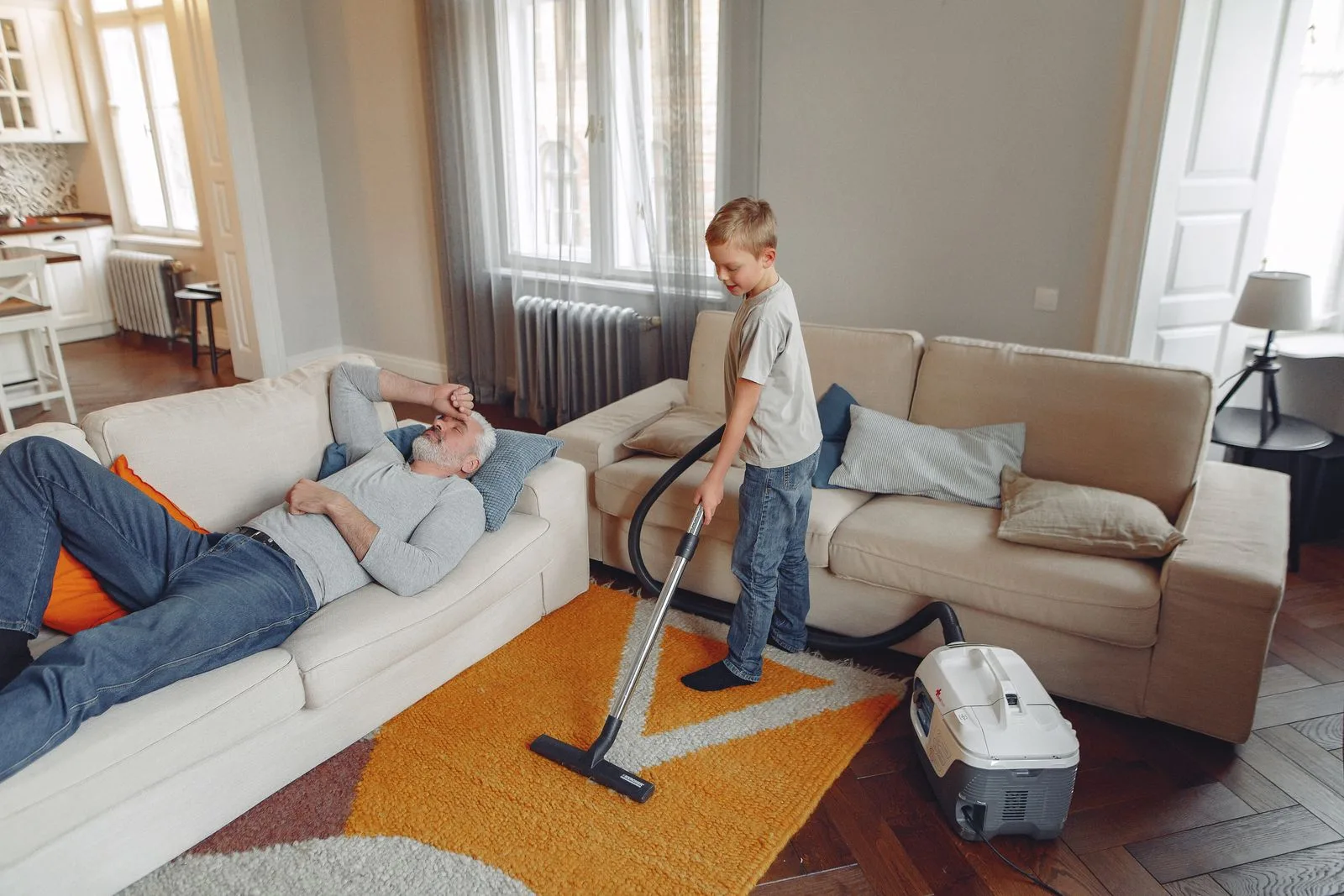 Routine cleaning inside a home