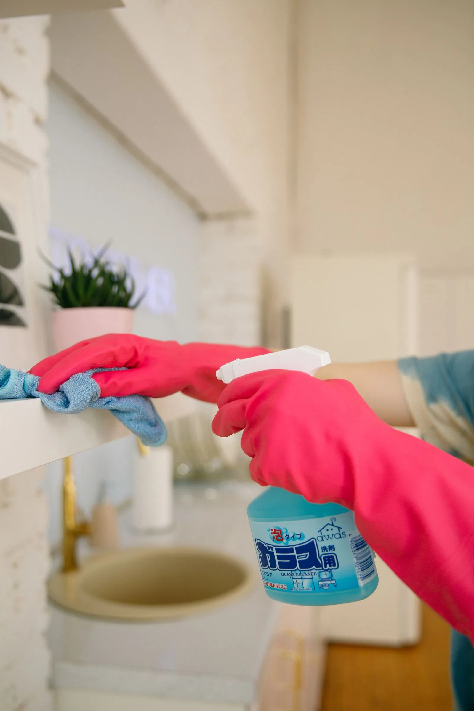 Routine cleaning inside a home