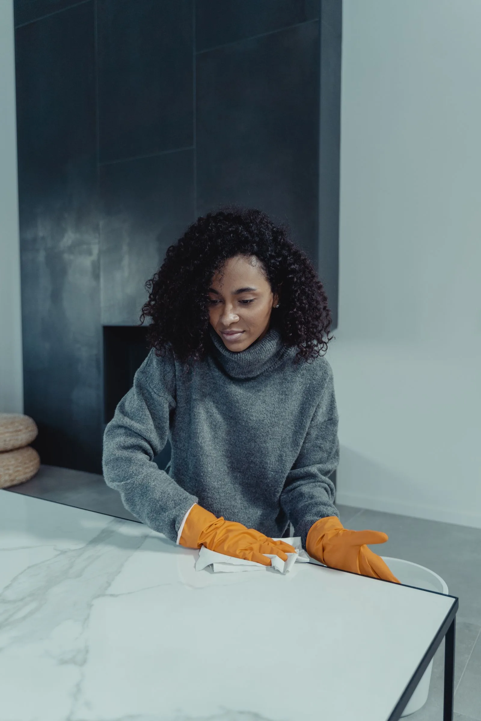 Routine cleaning inside a home