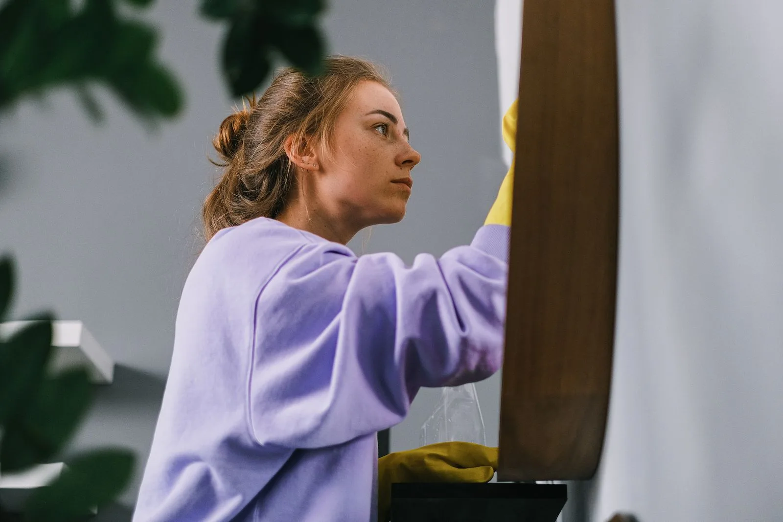 Routine cleaning inside a home