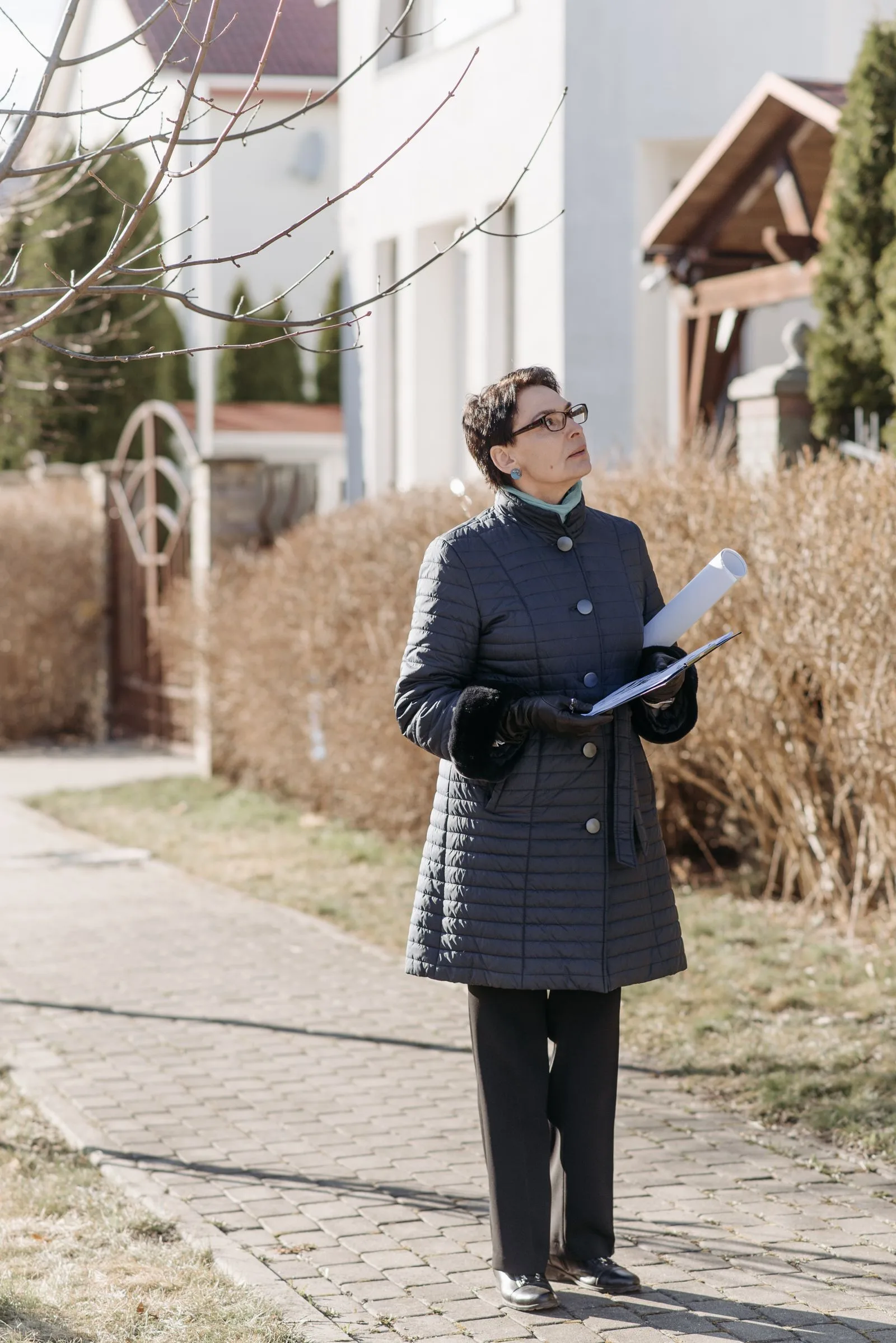 Professional reviewing a residential property