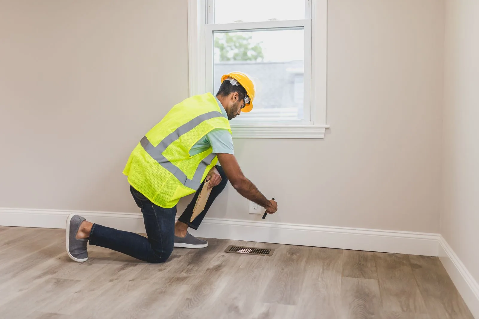 Professional reviewing a residential property