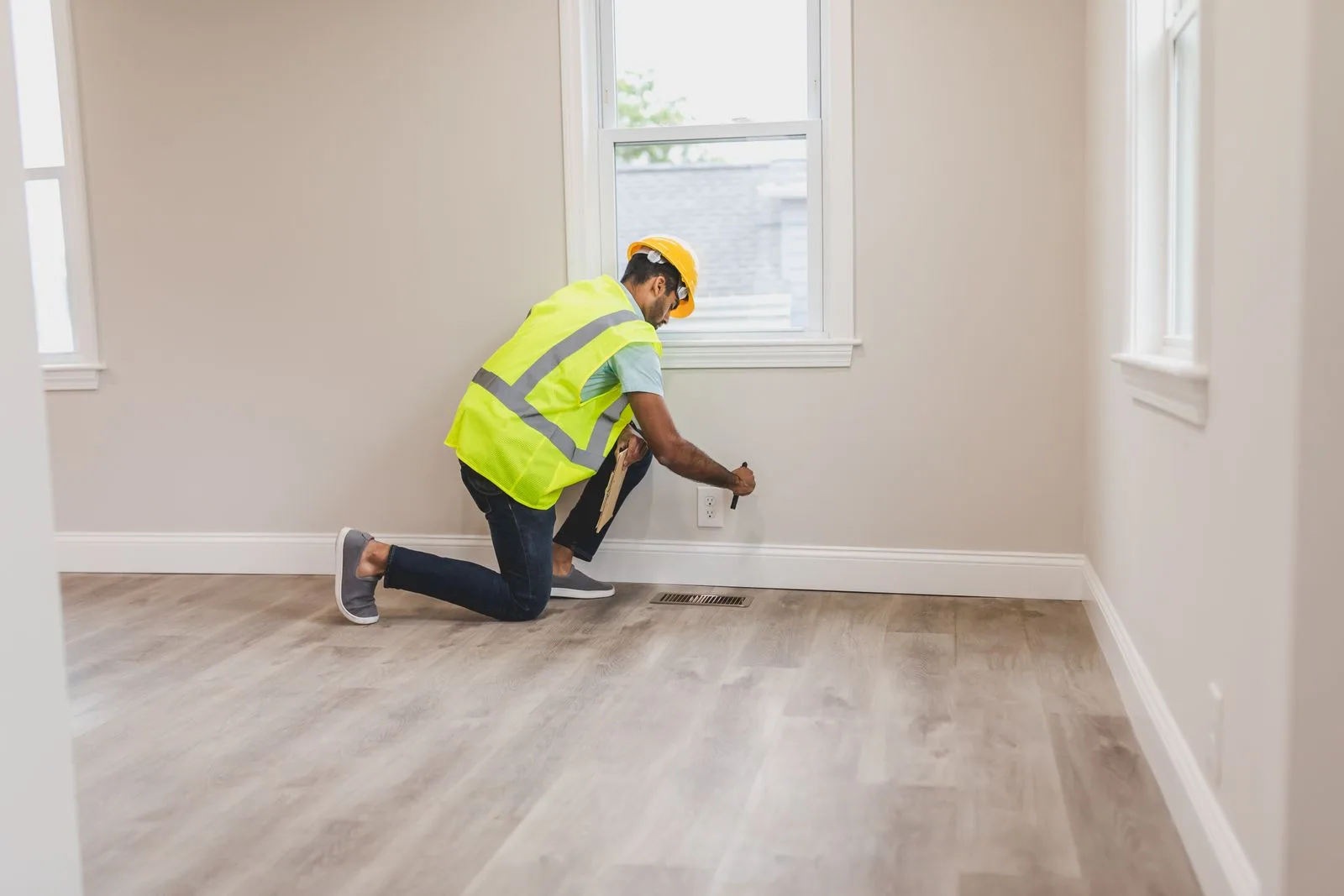 Professional reviewing a residential property
