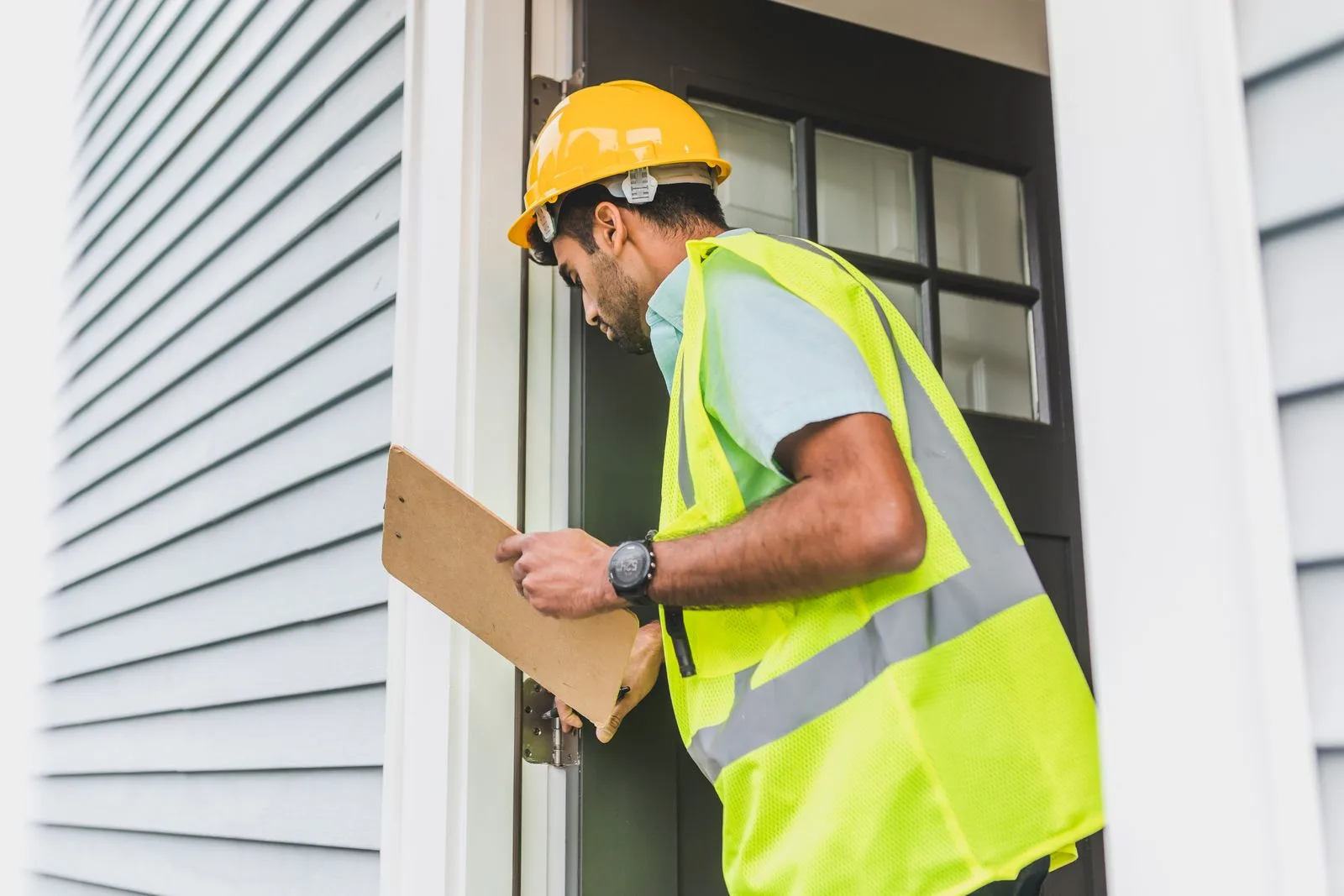 Professional reviewing a residential property