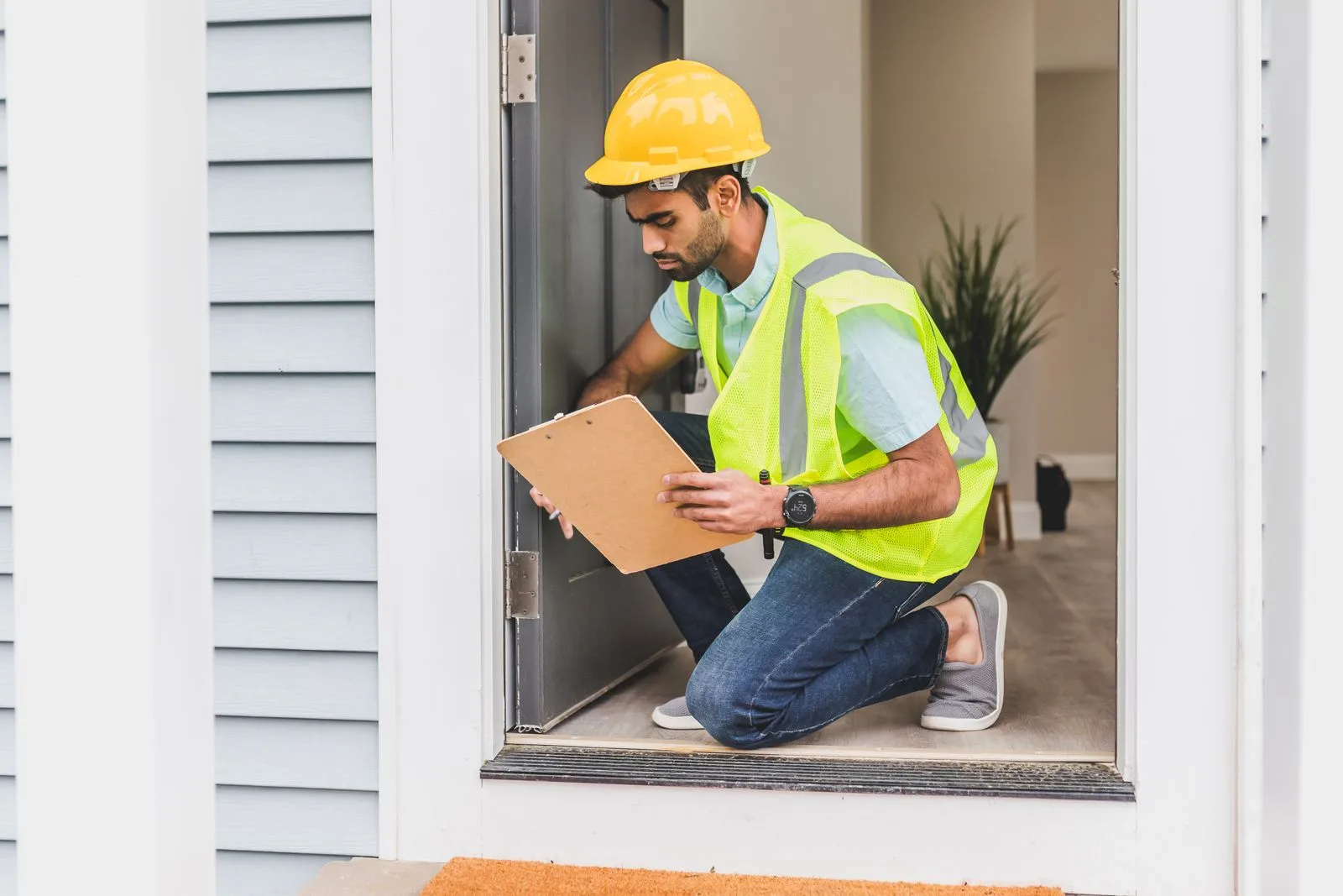 Professional reviewing a residential property