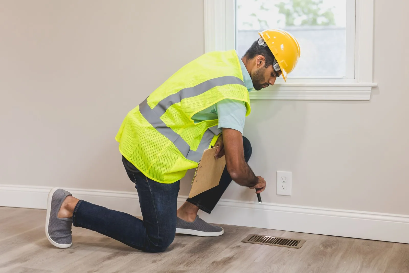 Professional reviewing a residential property